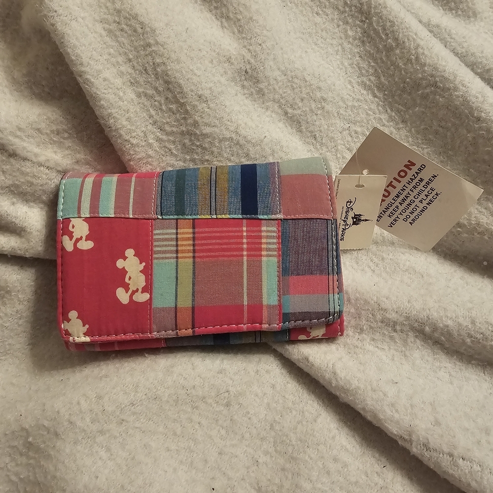 Disney Parks Mickey Mouse Pink Patchwork Trifold Wallet